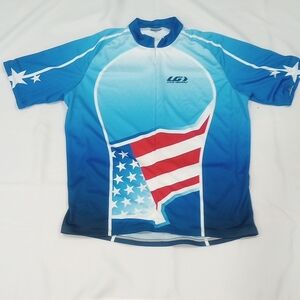 Blue Cycling Jersey with American Flag Design